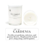 **Meta Description:**  
"Experience the elegance of GARDENIA, a hand-poured luxury candle with a bouquet of tropical white florals, including gardenia, tuberose, and jasmine. Brightened by fresh notes of lemon peel, ylang-ylang, and bergamot, this candle fills your home with a clean, sophisticated aroma."

**SEO Tags:**  
- Gardenia candle fragrance  
- luxury floral candle  
- tropical white florals candle  
- gardenia tuberose jasmine scent  
- fresh floral soy wax candle  
- hand-poured gardenia candle  