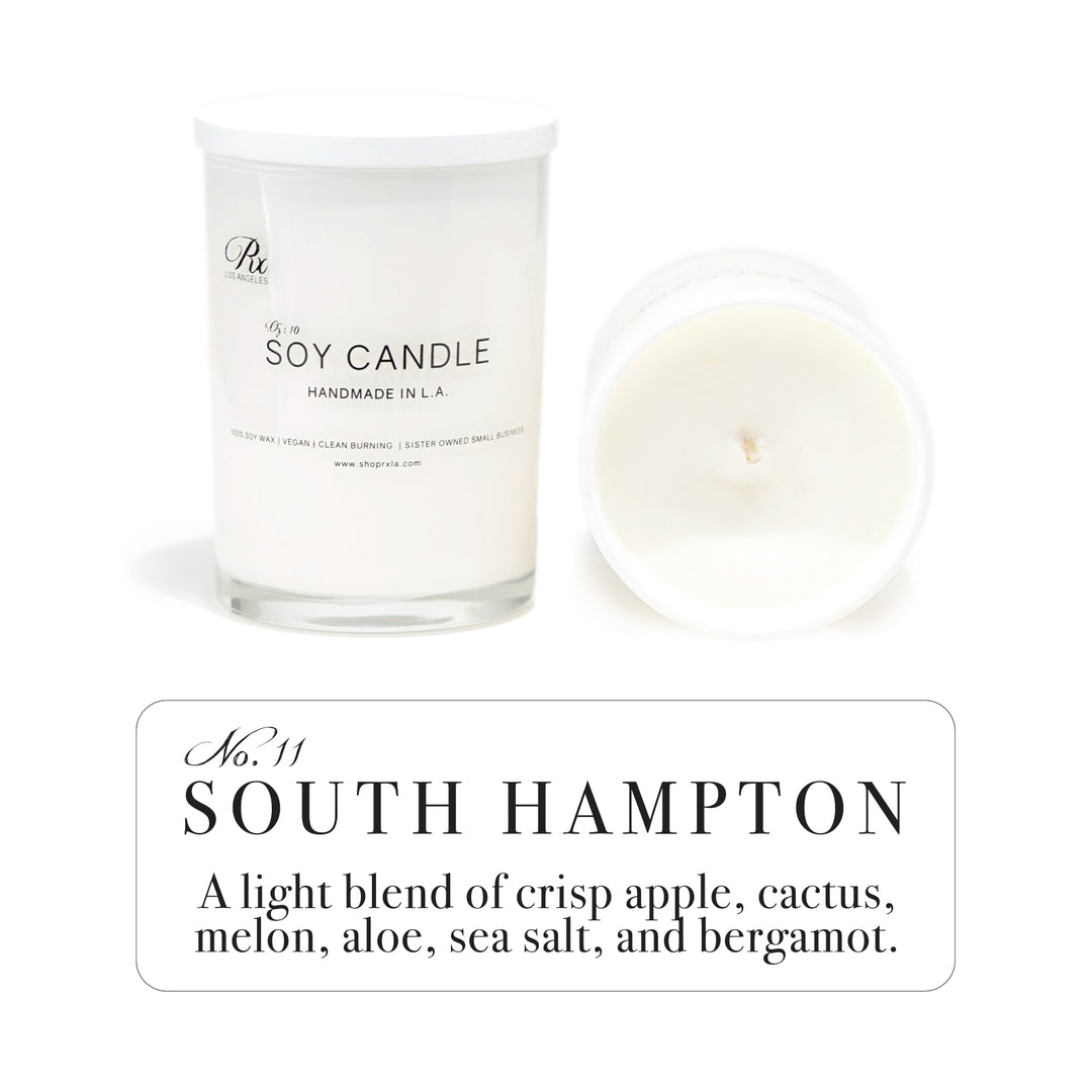 South Hampton candle fragrance
crisp apple and sea salt candle
coastal luxury candle
hand-poured luxury candle
fresh melon and bergamot scent
aloe and cactus candle
upscale home fragrance
seaside-inspired candle scent
light and refreshing candle
coastal ambiance candle
SOUTH HAMPTON luxury hand-poured candle with a fresh scent blend of apple, cactus, melon, aloe, sea salt, and bergamot in a sleek glass jar.