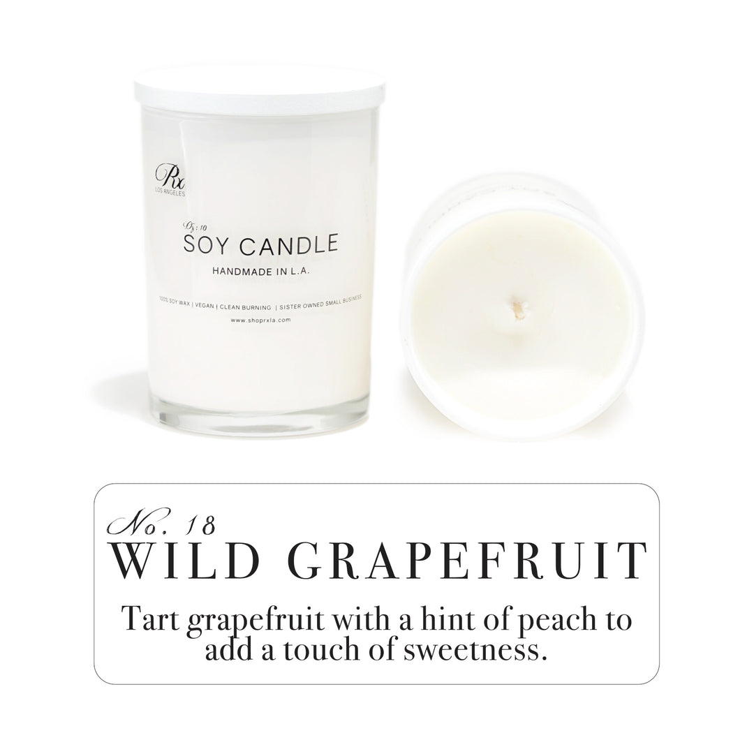 Elevate your space with WILD GRAPEFRUIT, a hand-poured luxury candle featuring a fresh, bright scent of tart grapefruit and a touch of sweet peach. This invigorating fragrance adds a lively and refreshing aroma to any room."

**SEO Tags:**  
- Wild Grapefruit candle  
- luxury grapefruit candle  
- hand-poured soy candle  
- tart grapefruit and peach scent  
- refreshing citrus candle  
- bright and invigorating fragrance  
- sweet peach candle  
- premium home fragrance  
- energize