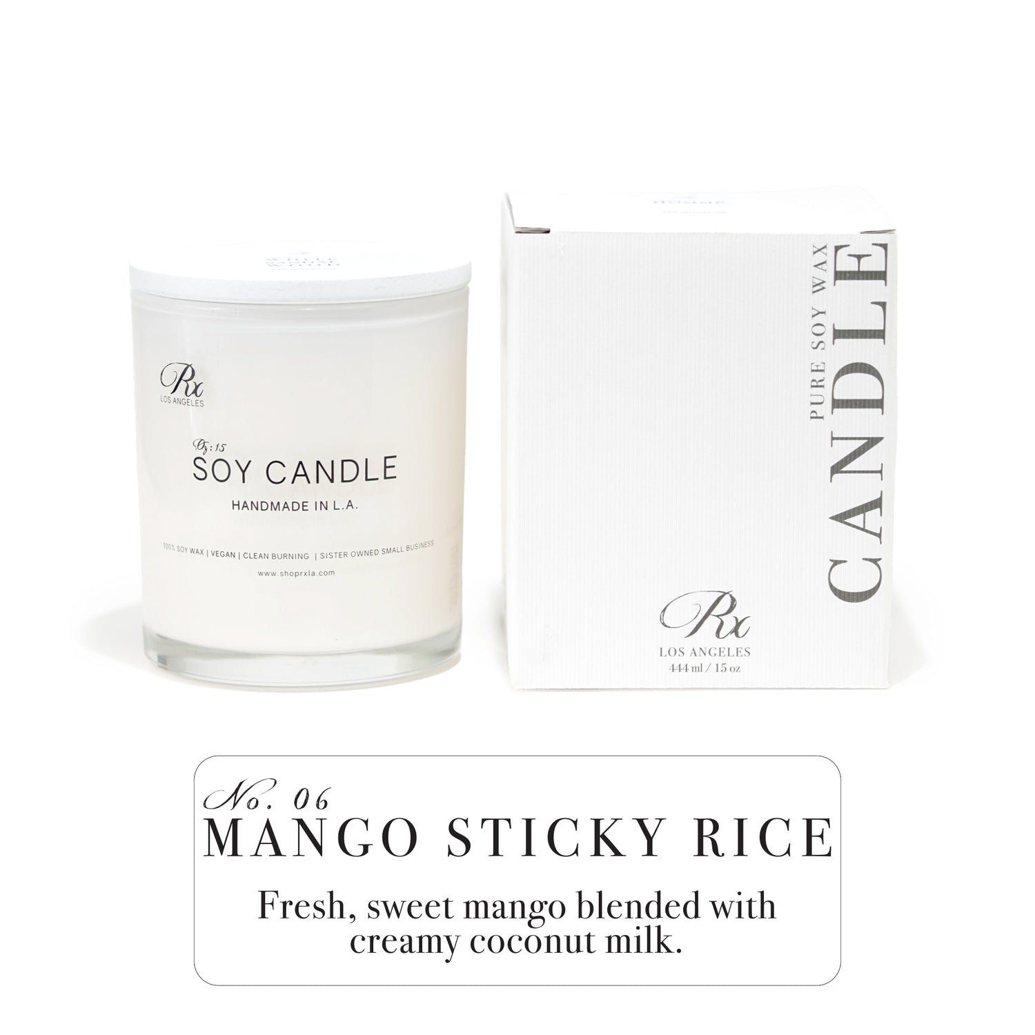 Mango Sticky Rice candle  
- tropical fruit candle  
- mango pineapple orange fragrance  
- coconut milk and sugar candle  
- hand-poured luxury candle  
- fruity and sweet soy wax candle  
- tropical dessert-inspired scent  