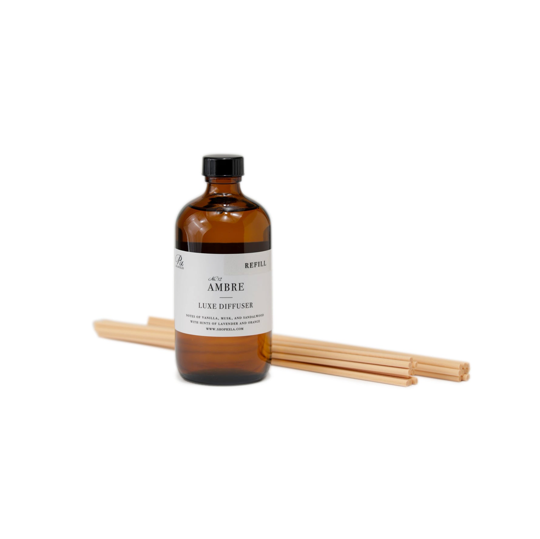 Reed diffuser refill bottle filled with premium fragrance oil, designed to refresh your diffuser and maintain a consistent, long-lasting scent in your space