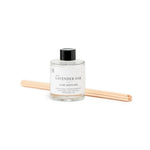 Lavender Oak diffuser with reeds, featuring a calming blend of French lavender, earthy moss, sage, and a hint of bright orange. This fragrance evokes a peaceful, natural retreat, perfect for relaxation and unwinding