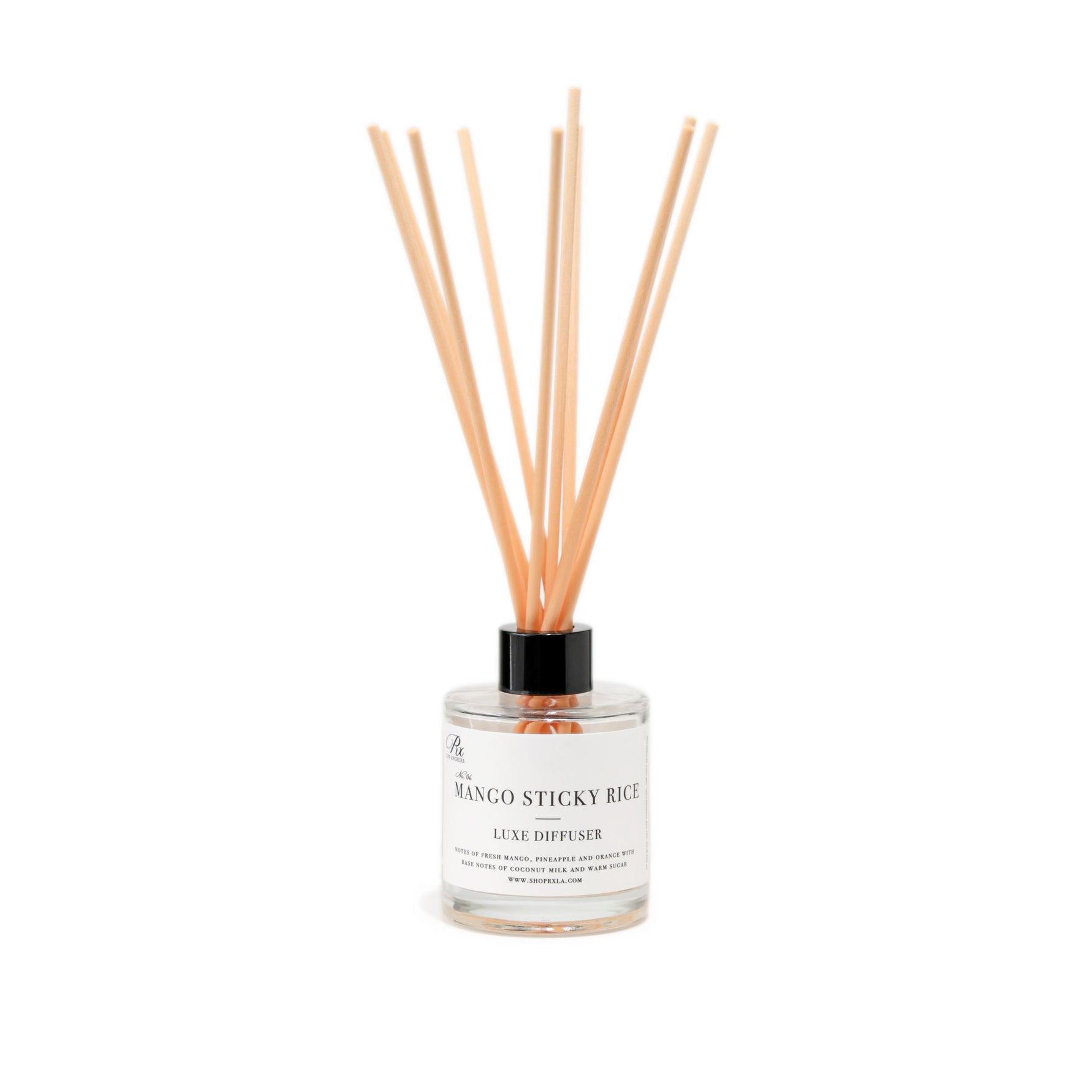 Mango Sticky Rice diffuser, inspired by the classic Thai dessert. This aromatic diffuser blends sweet mango, creamy coconut, and subtle hints of rice for a tropical, indulgent fragrance that brings warmth and comfort to any space