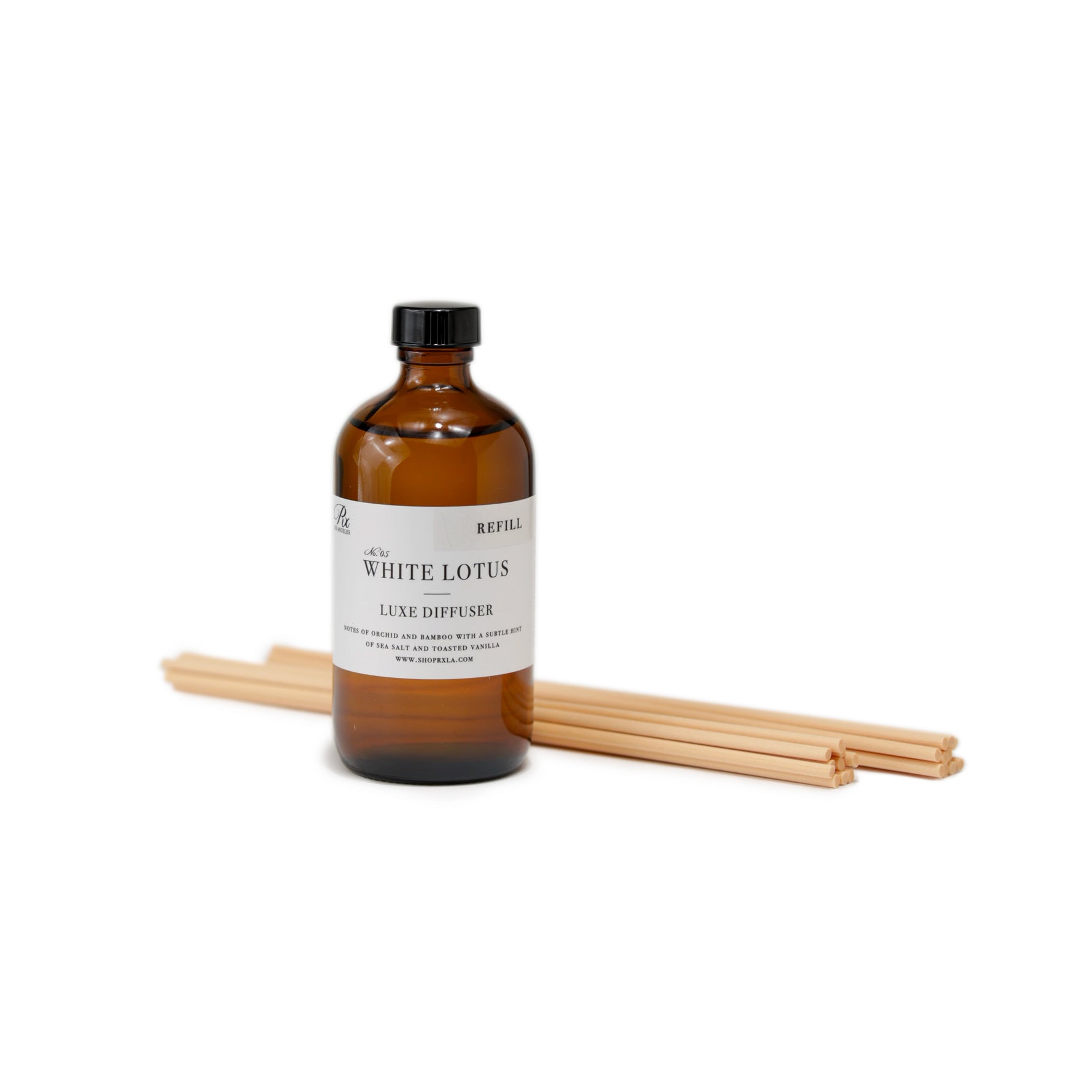 Reed diffuser refill bottle filled with premium fragrance oil, designed to refresh your diffuser and maintain a consistent, long-lasting scent in your space